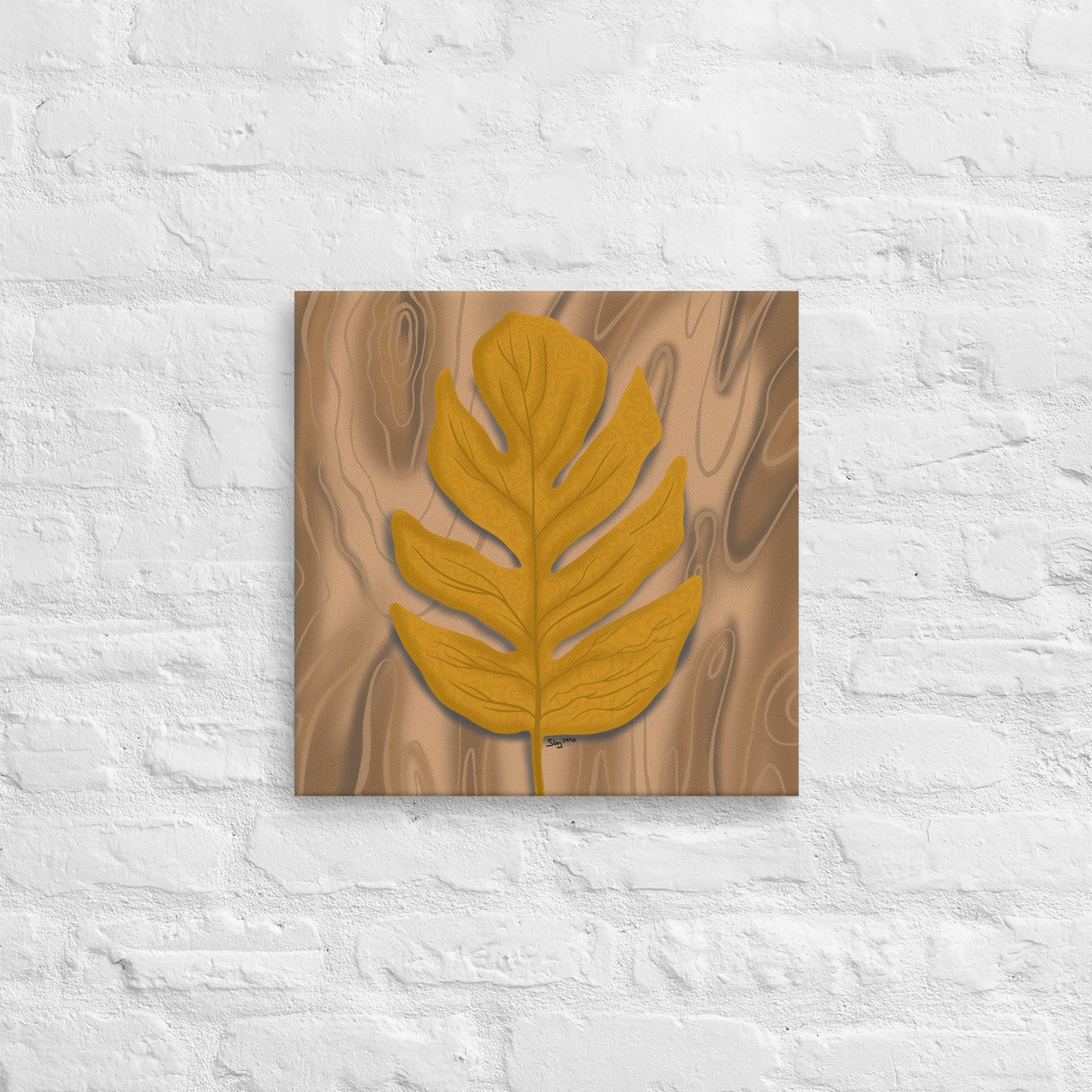 Autumn Leaf Canvas Print in hues of brown