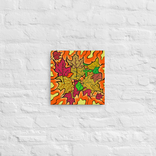 A cozy bright autumn canvas print inspired by cottage country. Bold colours, cottage country charm, & nature's beauty