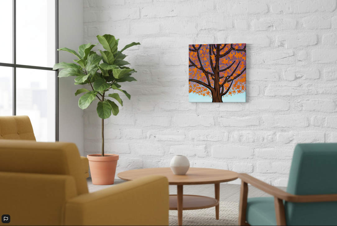 Magic Maple psychedelic autumn canvas - swirling Canadian maple leaf art in vibrant fall colours, cottage country wall decor