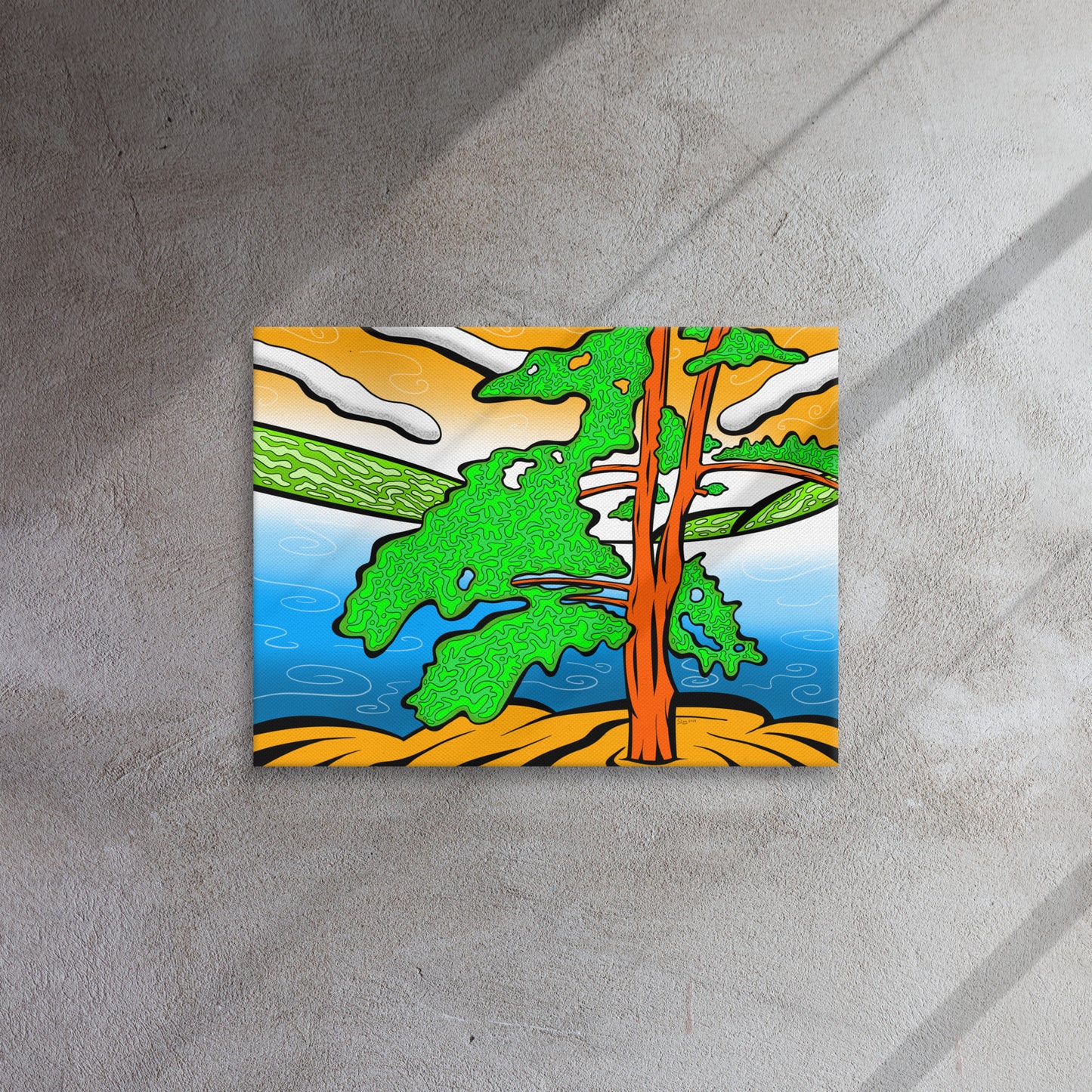 Stylistic Lake Superior print with peaceful contemporary decor, aesthetic wall art for bedroom with nature vibes