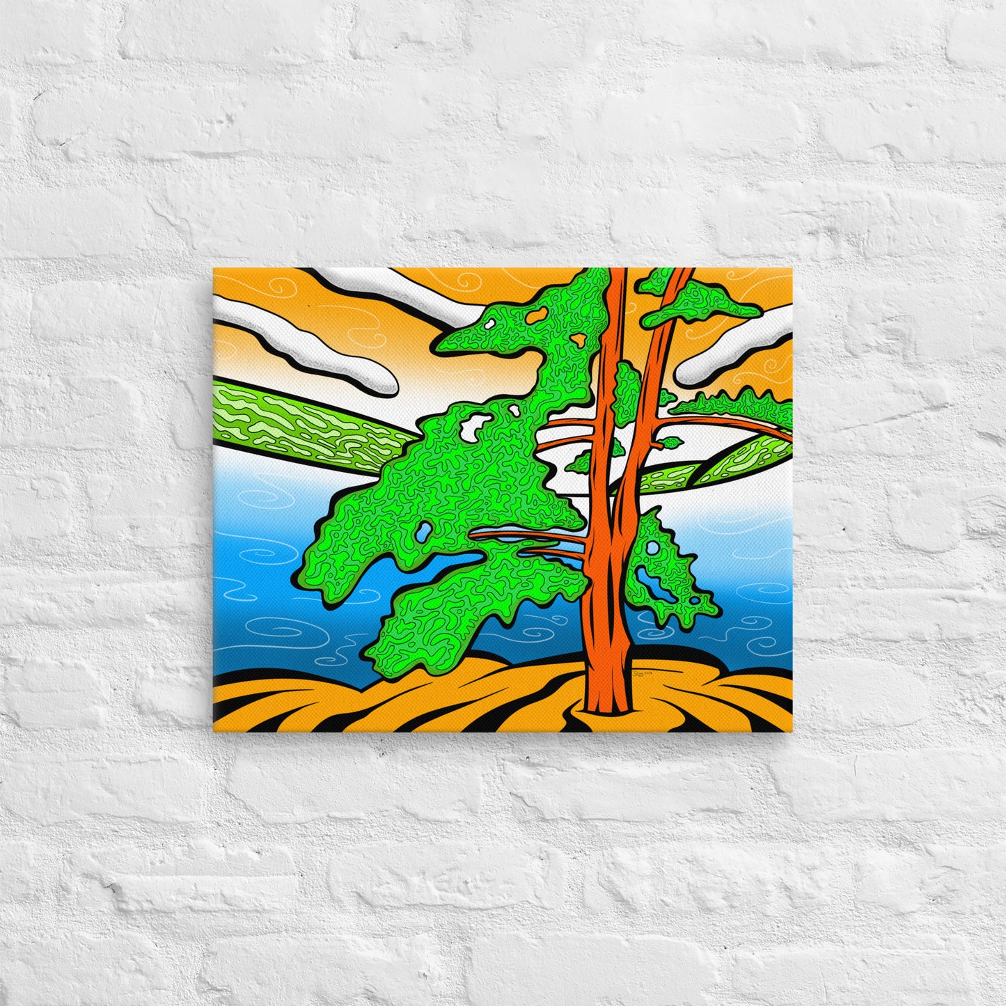 Inspired stylistic Lake Superior print with peaceful contemporary decor, aesthetic wall art for bedroom with nature vibes