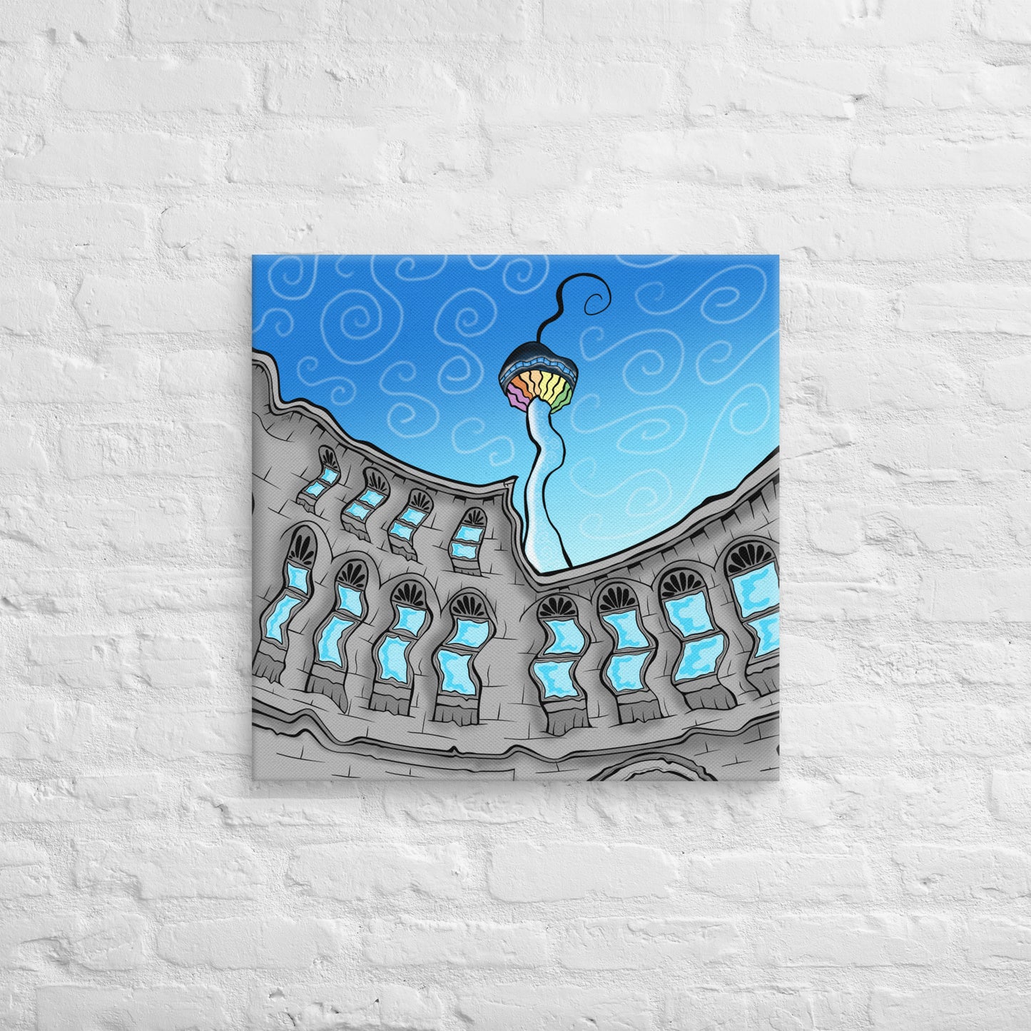 Trippy Stephen Avenue Nights - Canvas Print against brick wall