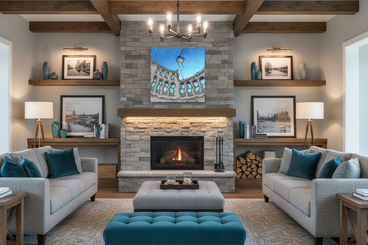 Trippy grey & blue Stephen Avenue Nights - Canvas Print 2425