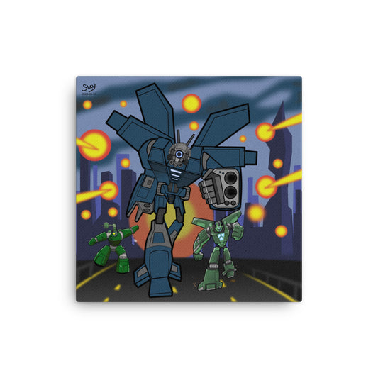 Battle Run Robot Illustration | Canvas -Canadian Inspired