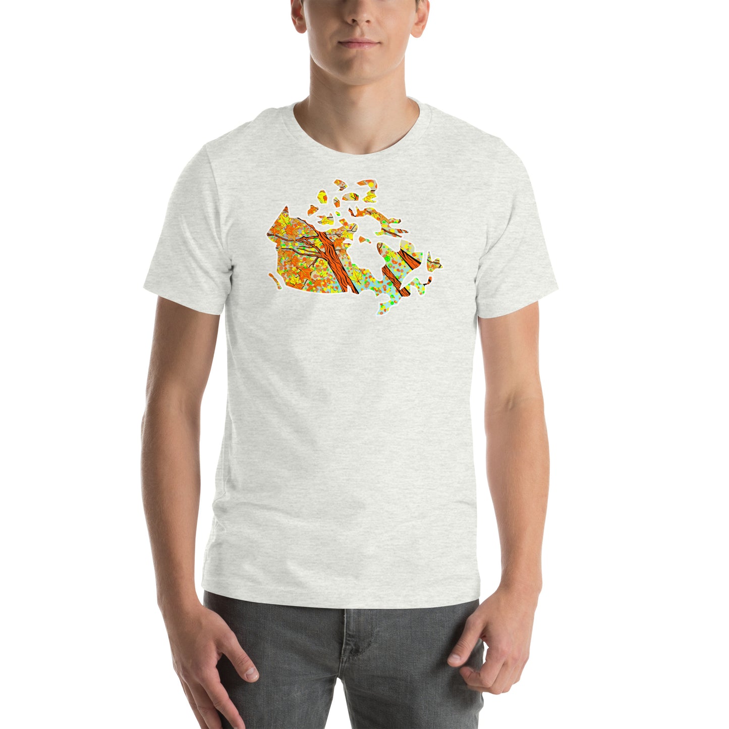 Autumn Map of Canada unisex t-shirt-ash