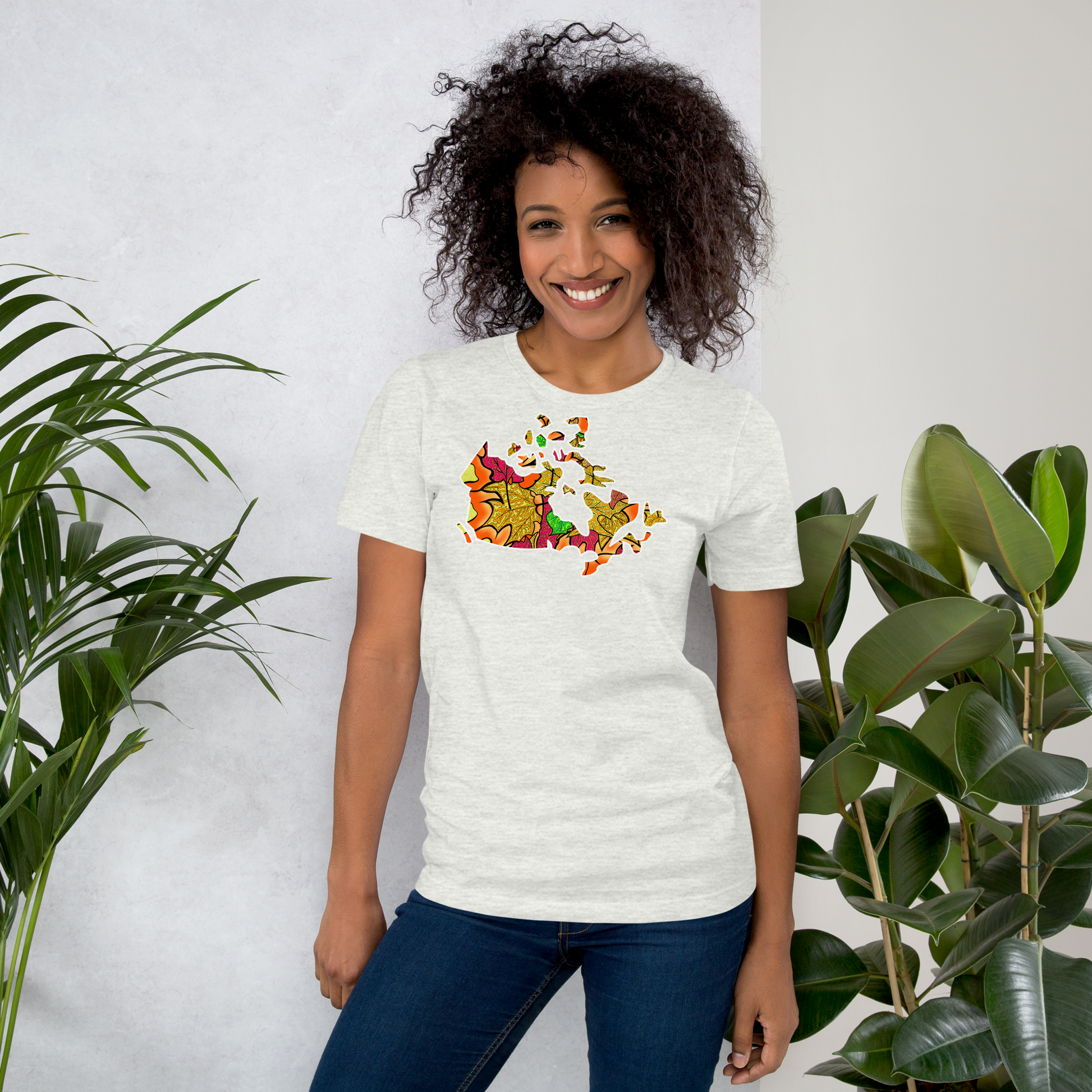Autumn Map of Canada unisex t-shirt-ash