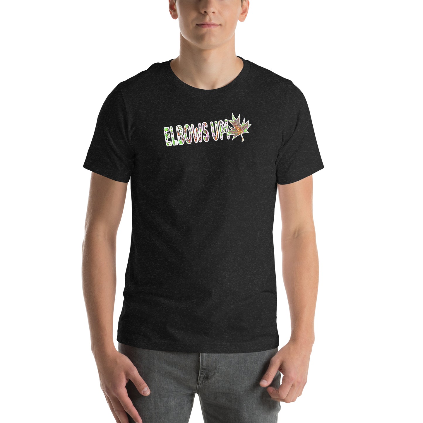Elbows Up trippy Canadian unisex-staple-t-shirt-black