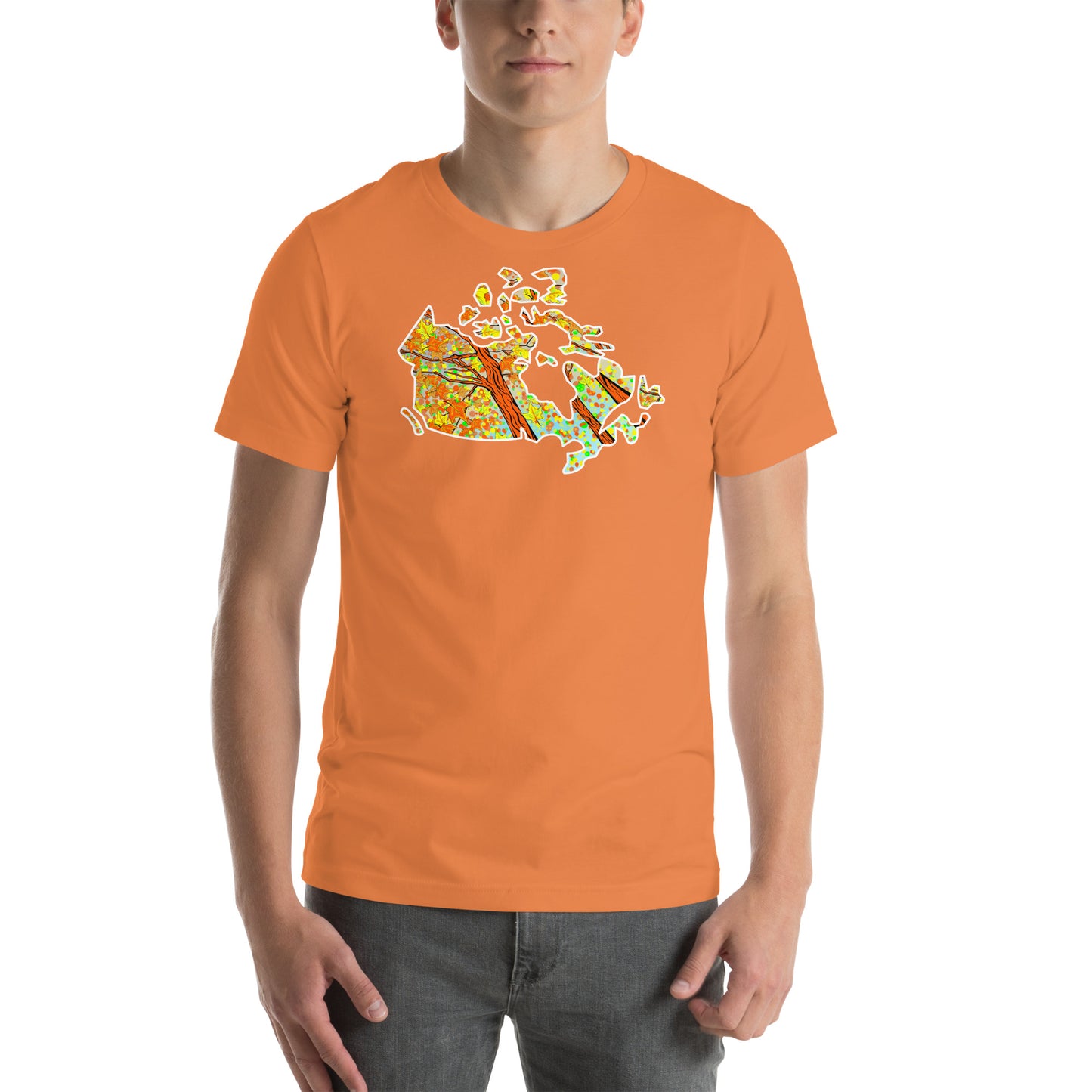 Autumn Map of Canada unisex t-shirt-burnt orange