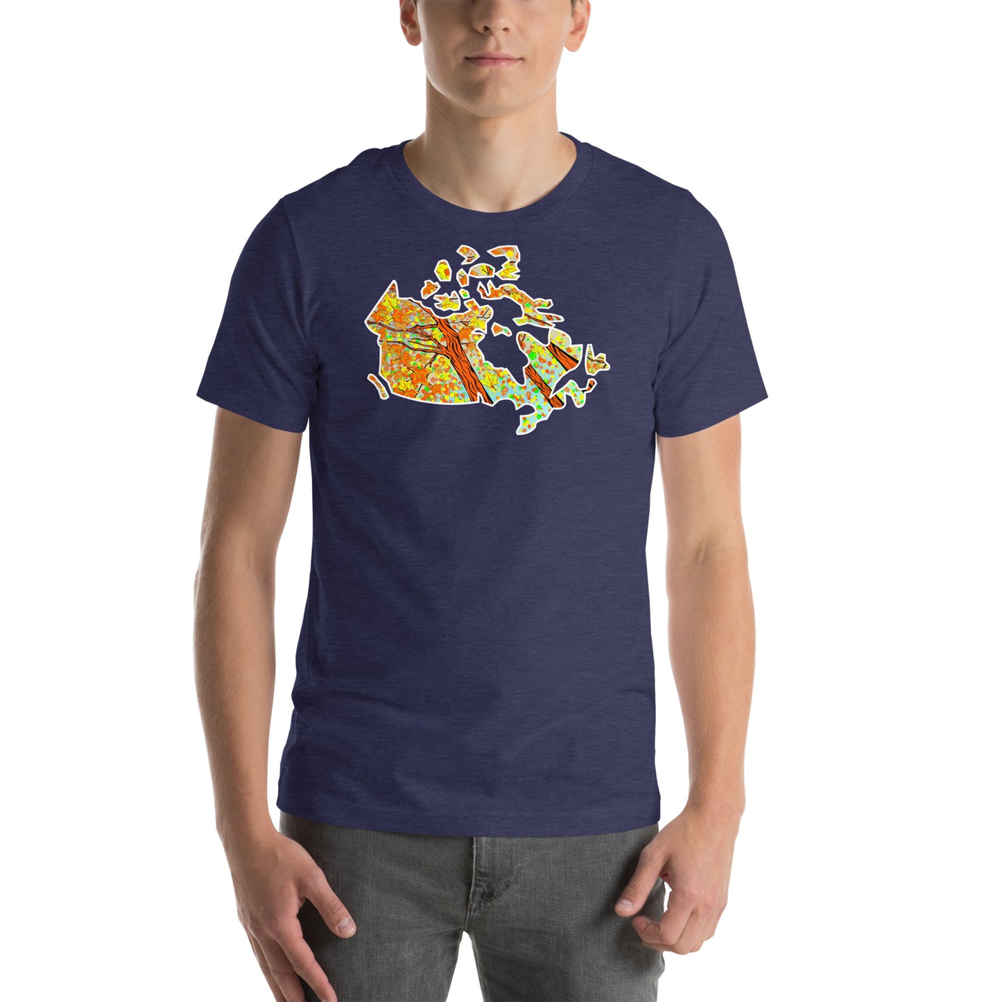 Autumn Map of Canada unisex t-shirt-navy