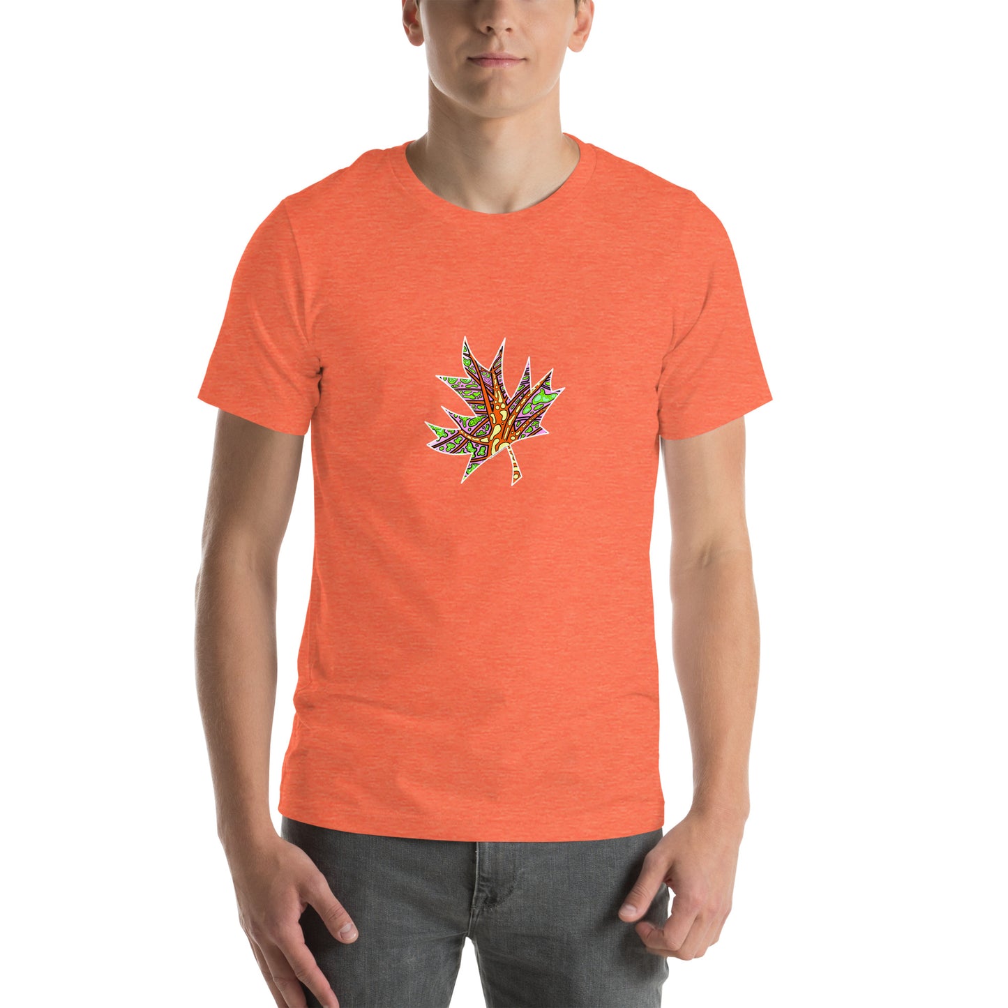 Trippy Maple Leaf - orange/green/yellow - Orange T Shirt