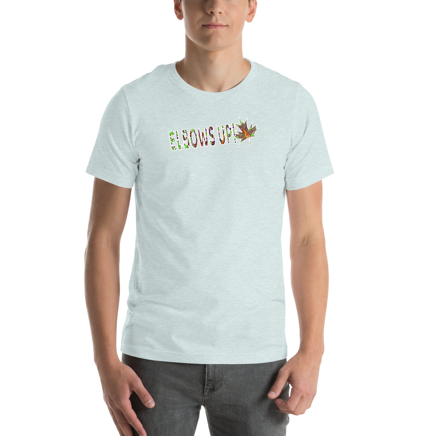 Elbows Up trippy Canadian unisex-staple-t-shirt-ice