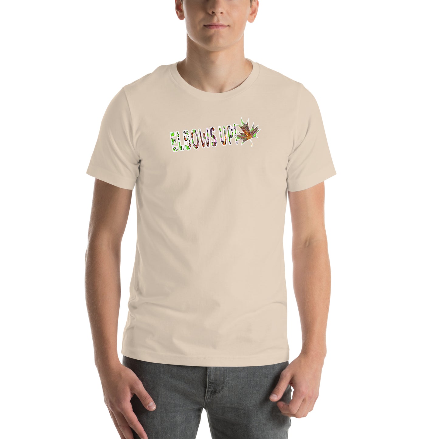 Elbows Up trippy Canadian unisex-staple-t-shirt-cream