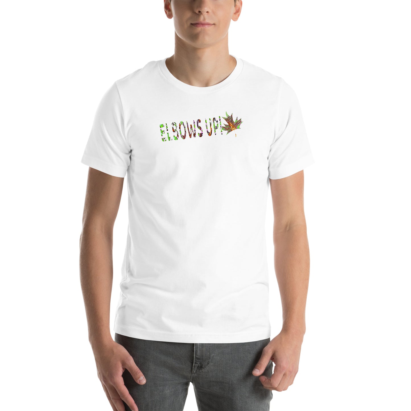 Elbows Up trippy Canadian unisex-staple-t-shirt-white