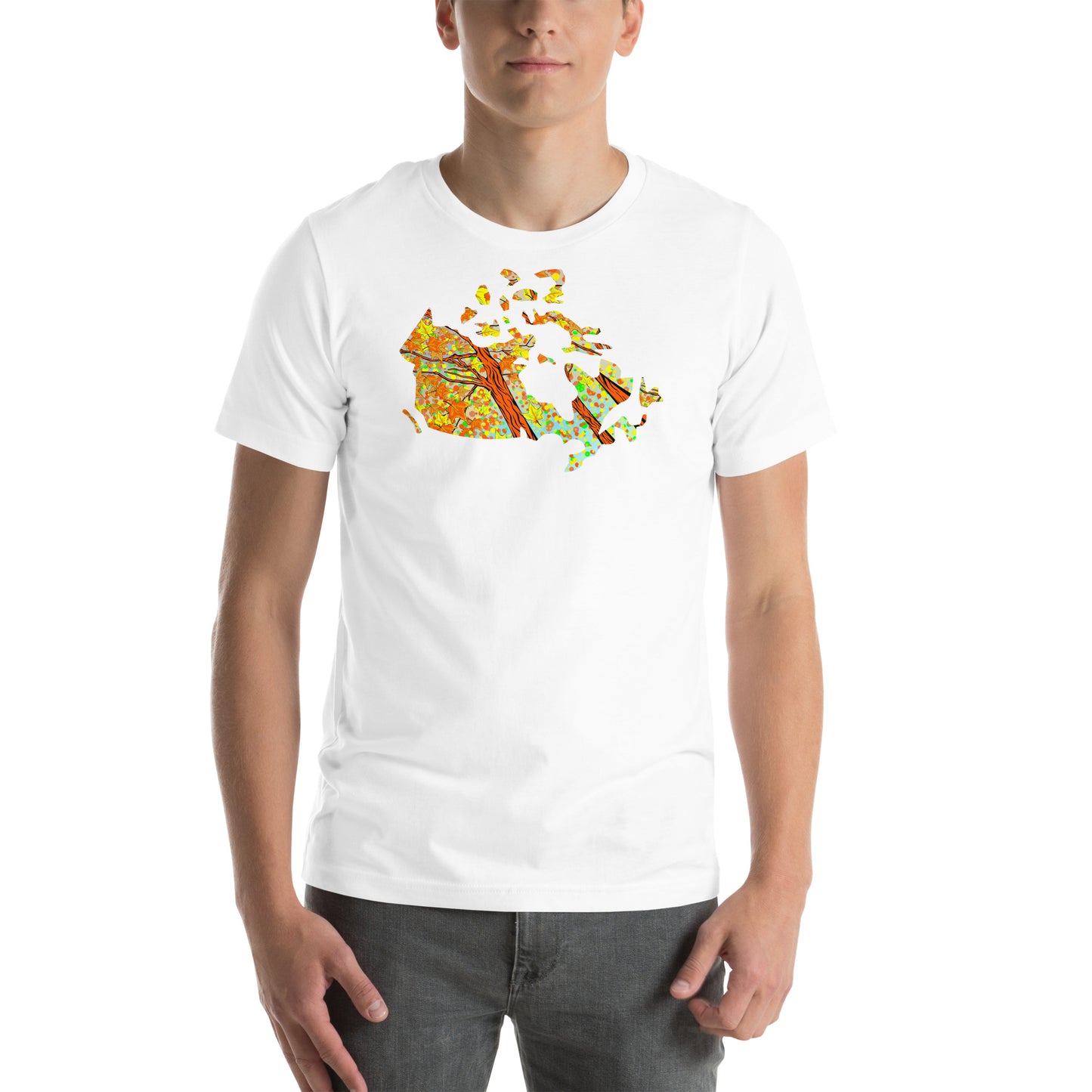 Autumn Map of Canada unisex t-shirt-white
