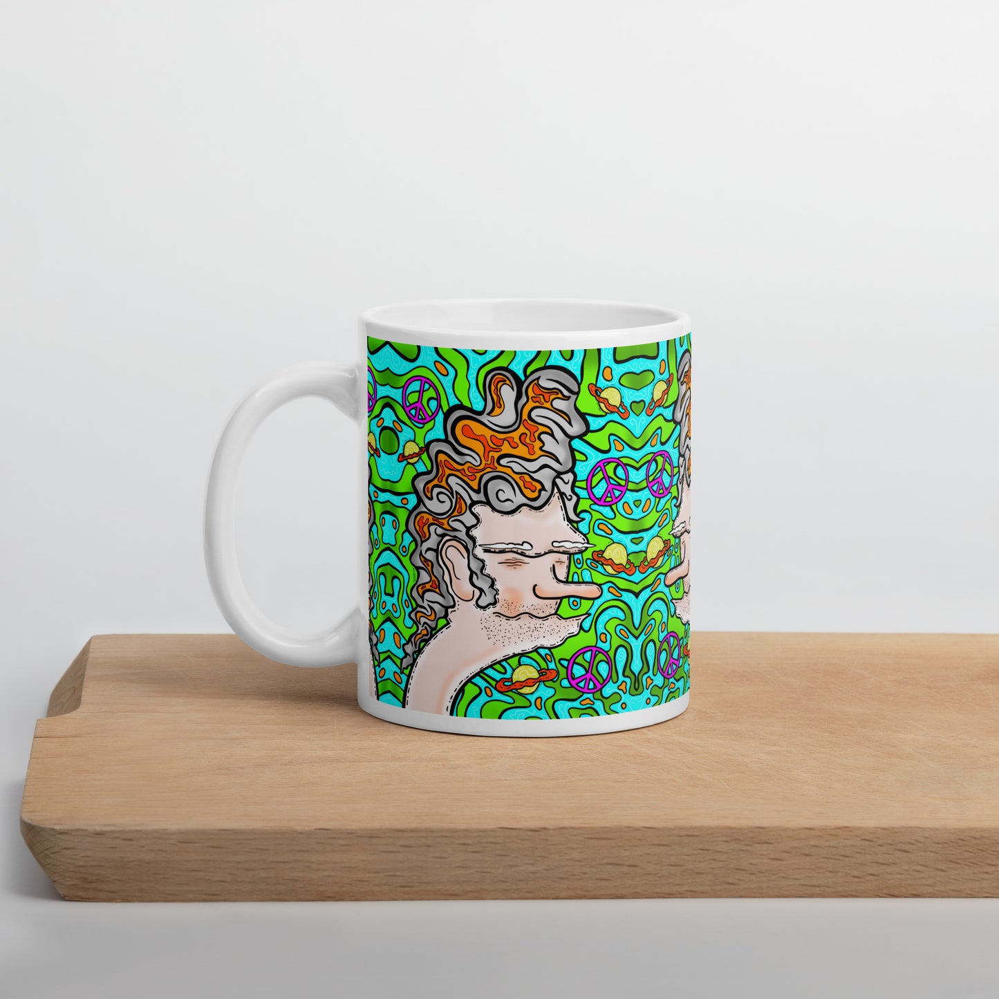 60s Sven Groovy psychedelic ceramic mug with trippy retro character design. Dishwasher safe, and Canadian-made—perfect for bold coffee lovers.