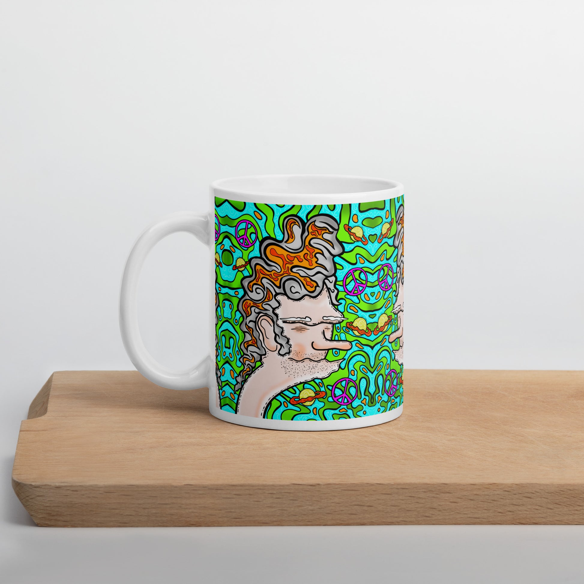 60s Sven Groovy psychedelic ceramic mug with trippy retro character design. Dishwasher safe, and Canadian-made—perfect for bold coffee lovers.