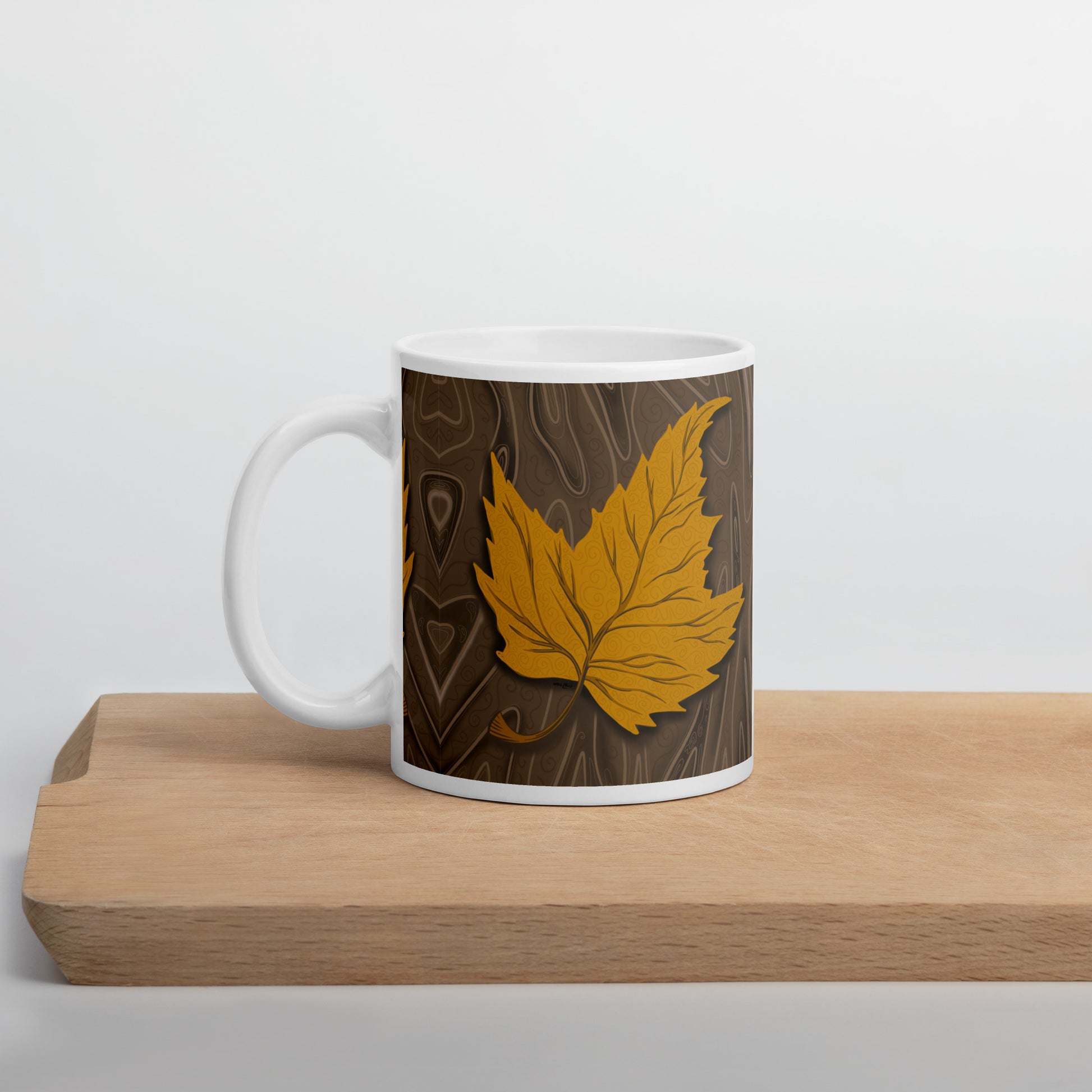 Autumn Leaf White Mug  | Canadian Nature Art Mock Up