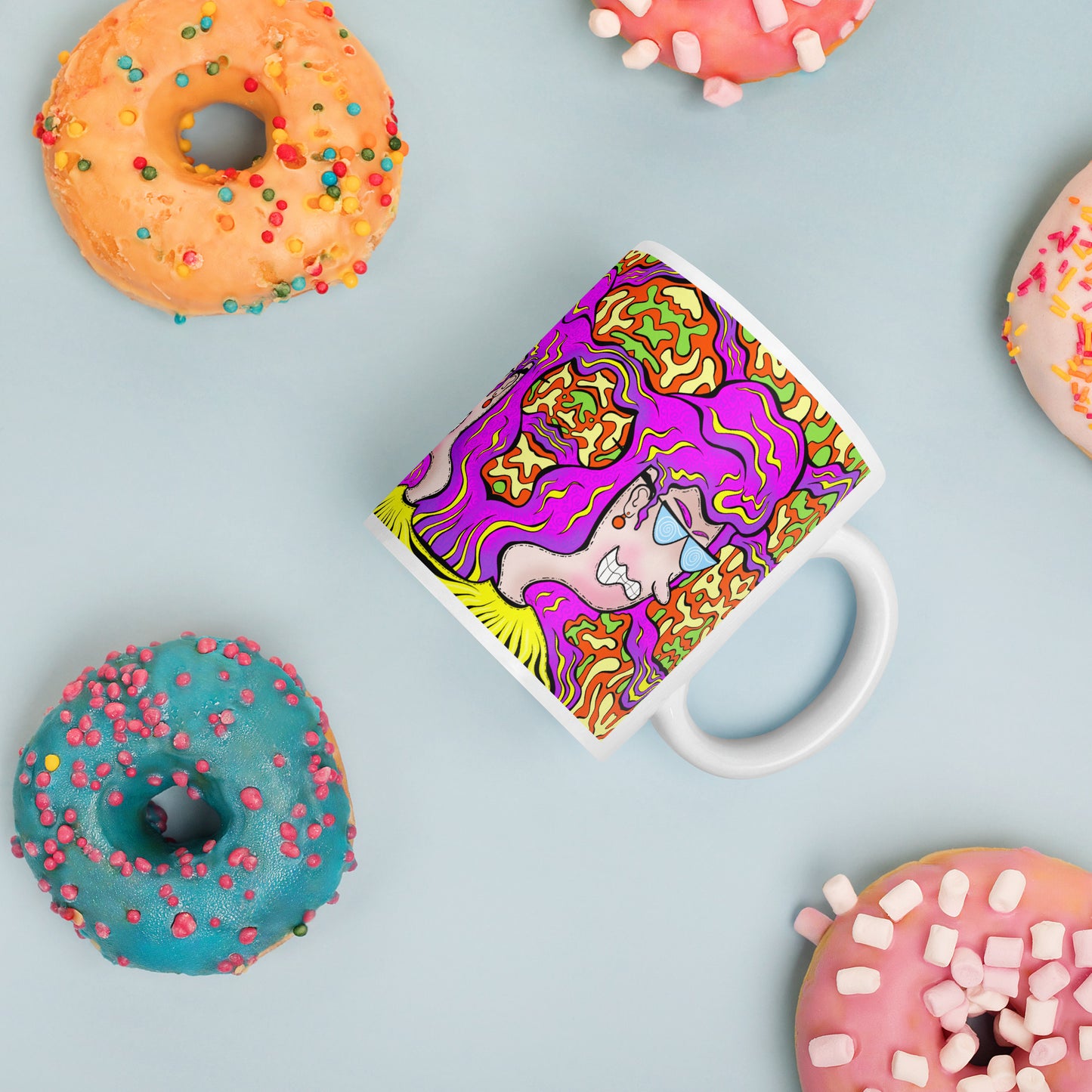 Paranoid Pat Coffee Mug | Trippy Ceramic Drinkware
