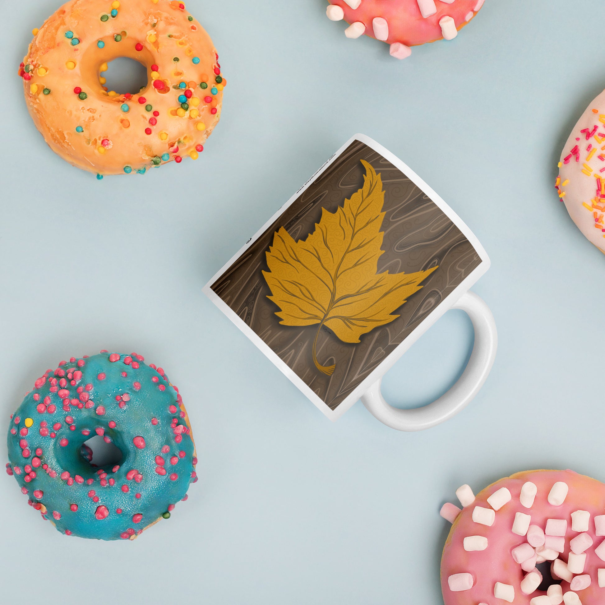 Autumn Leaf White Mug  | Canadian Nature Art Mock Up
