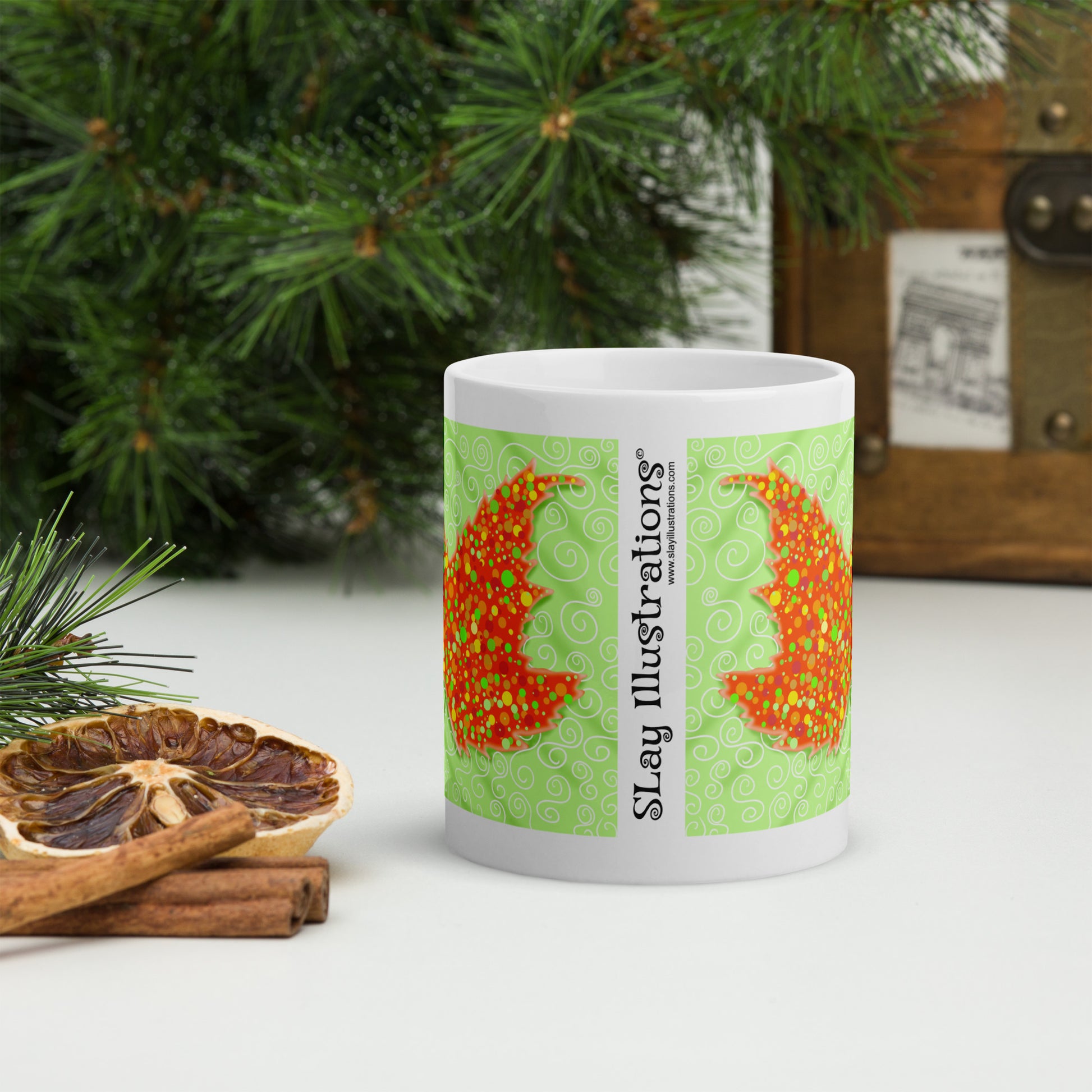 Surreal Maple Leaf Ceramic Mug  | Canadian Nature Art Mock Up
