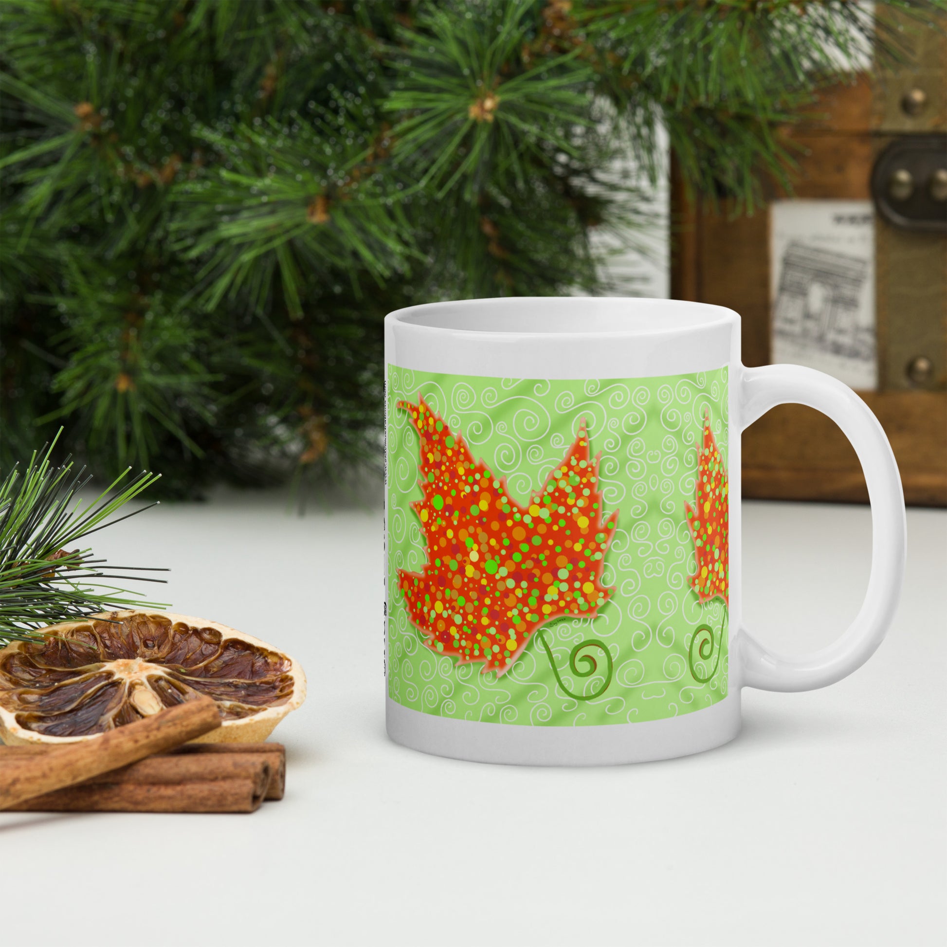 Surreal Maple Leaf Ceramic Mug  | Canadian Nature Art Mock Up