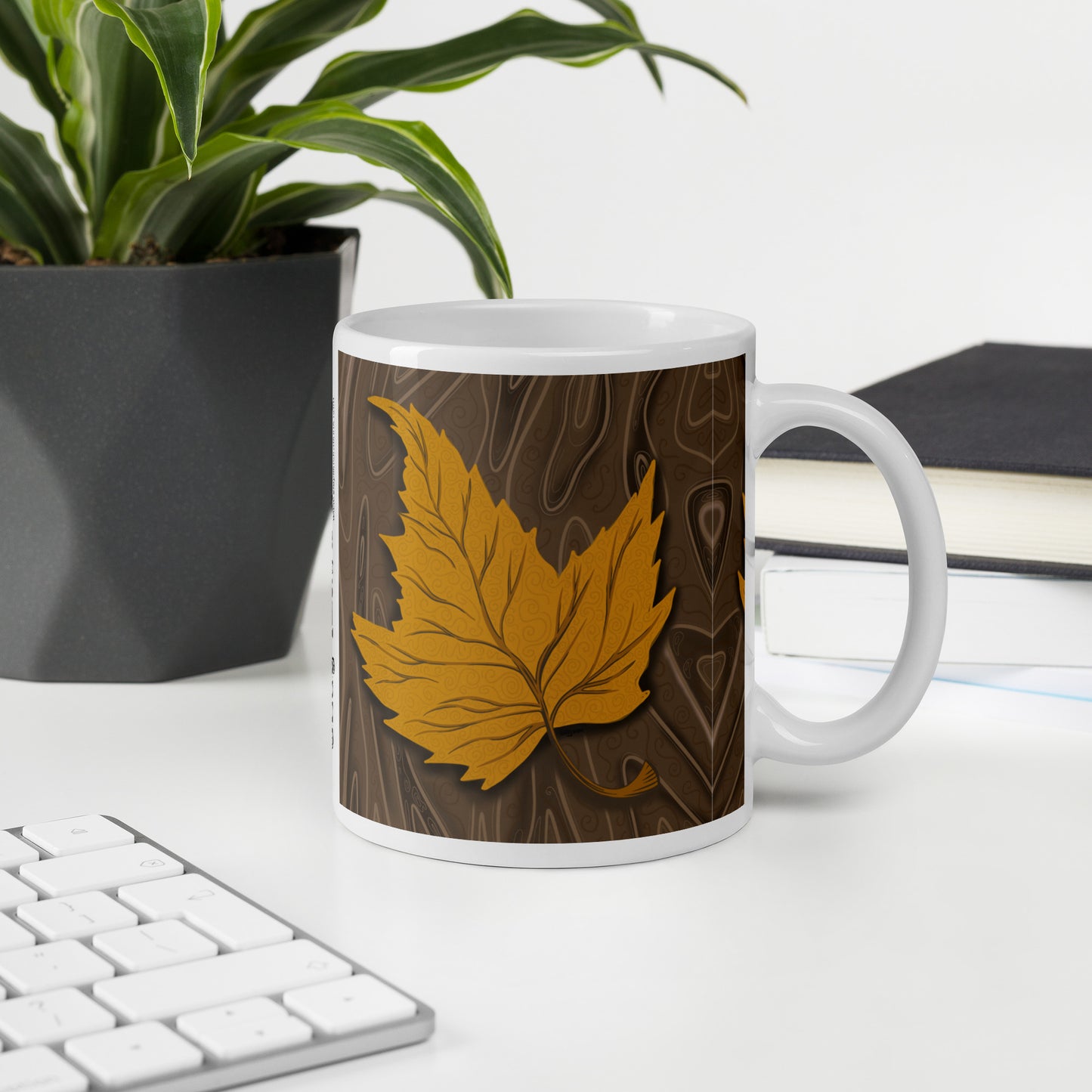 Autumn Leaf White Mug  | Canadian Nature Art Mock Up