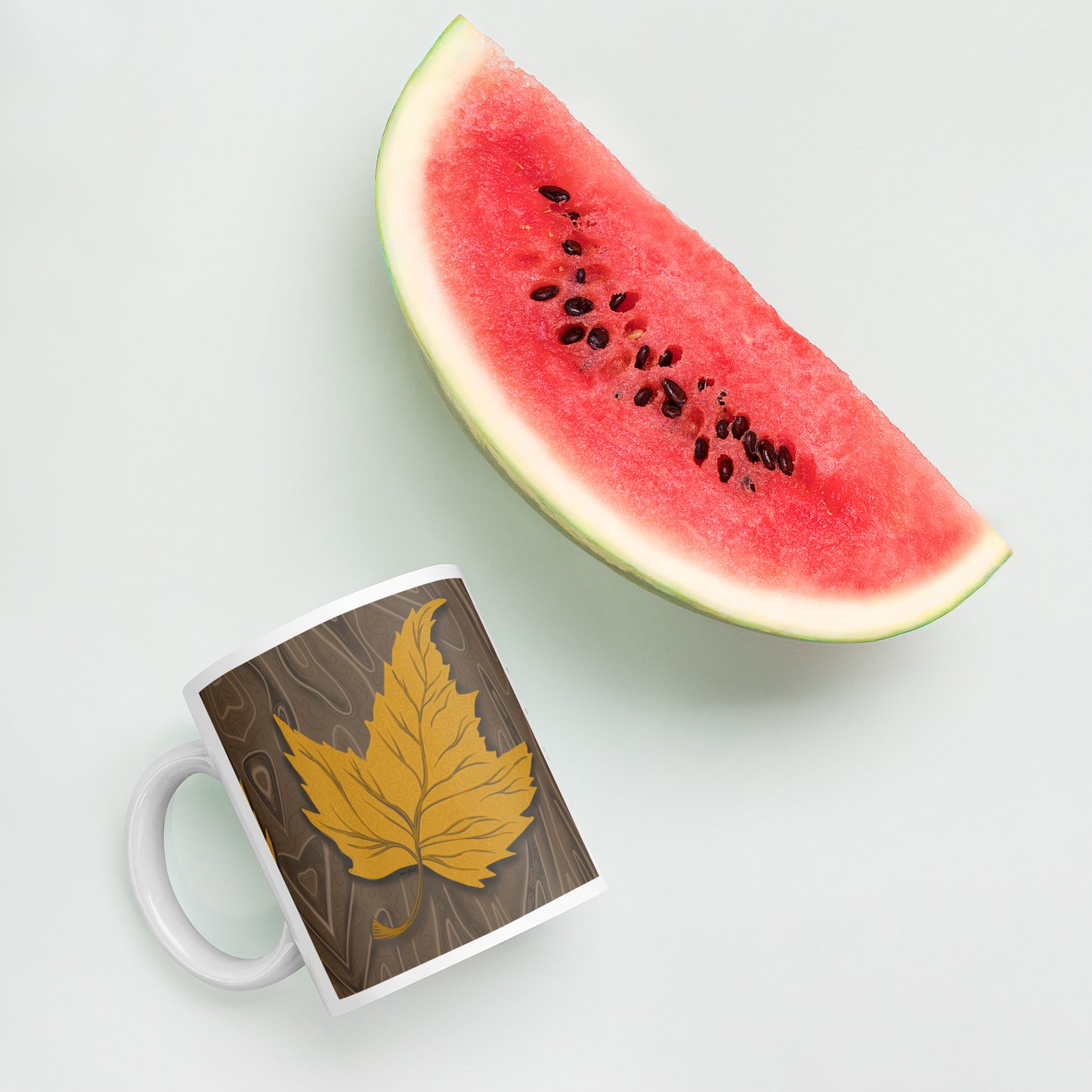 Autumn Leaf White Mug  | Canadian Nature Art Mock Up