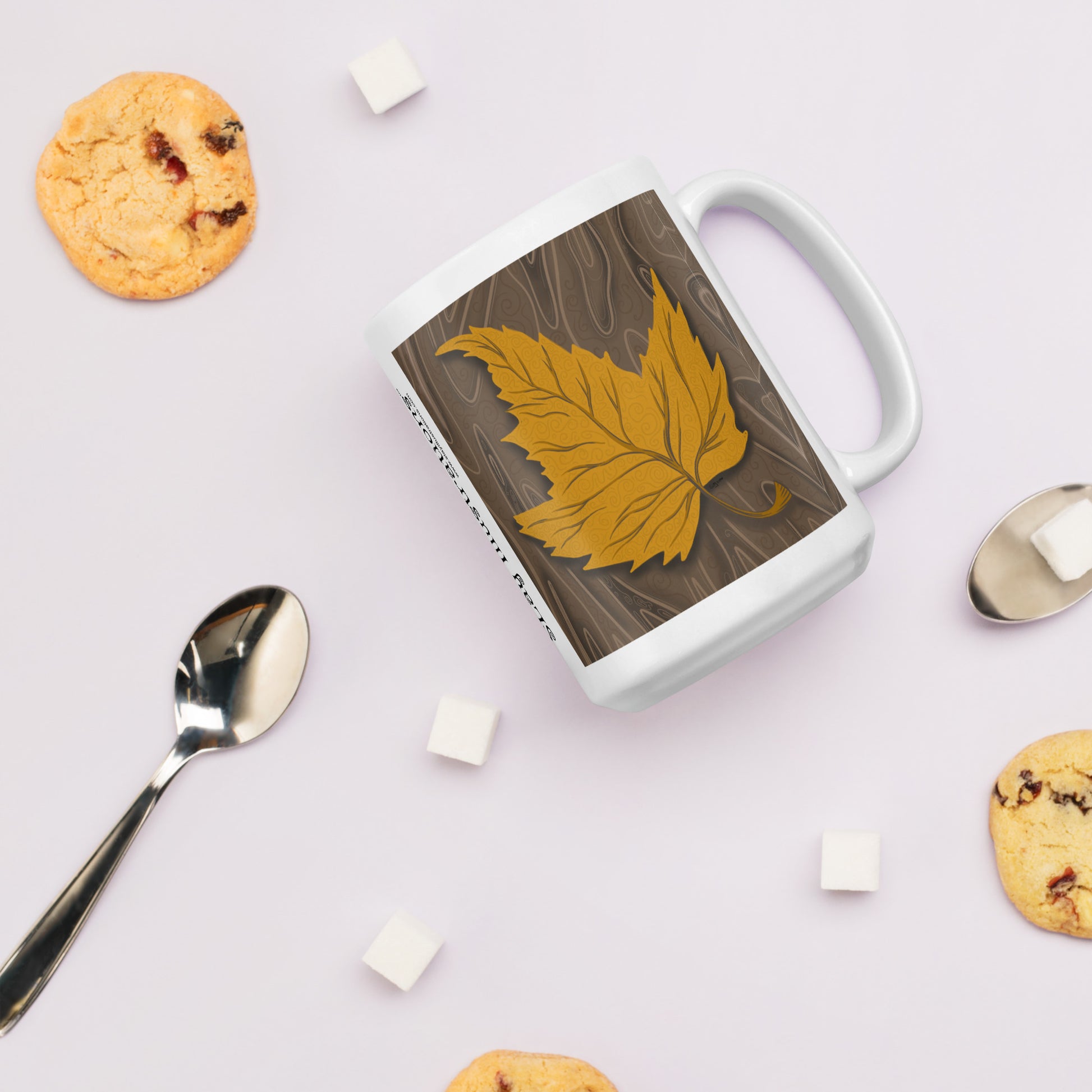 Autumn Leaf White Mug  | Canadian Nature Art Mock Up