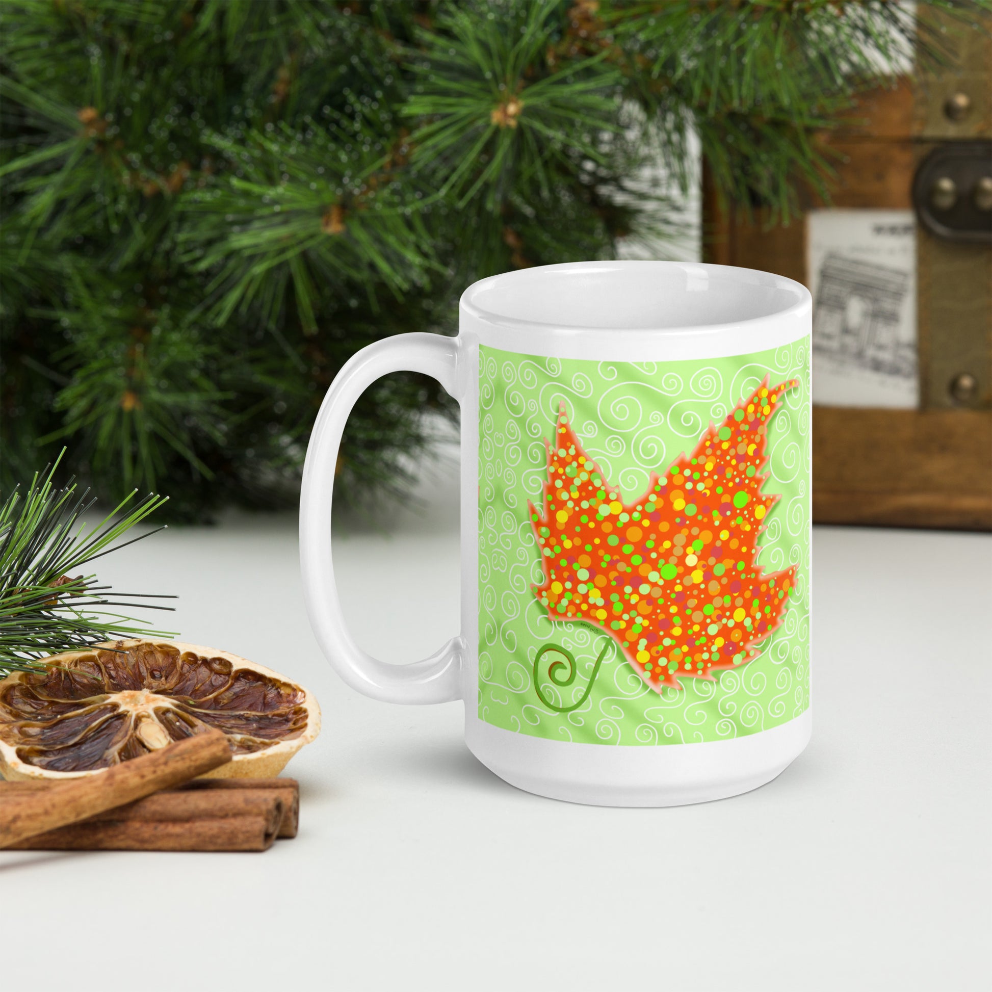 Surreal Maple Leaf Ceramic Mug  | Canadian Nature Art Mock Up