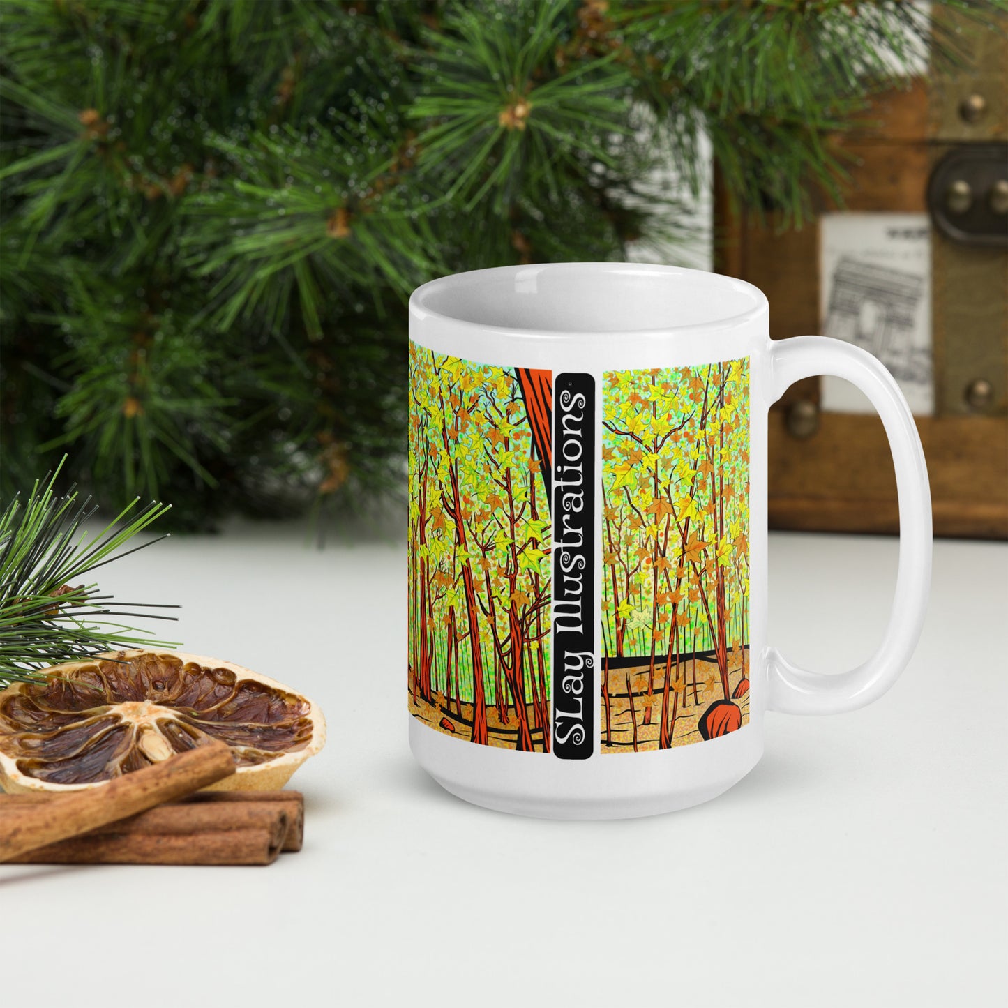 Deep Into Fall - White glossy mug