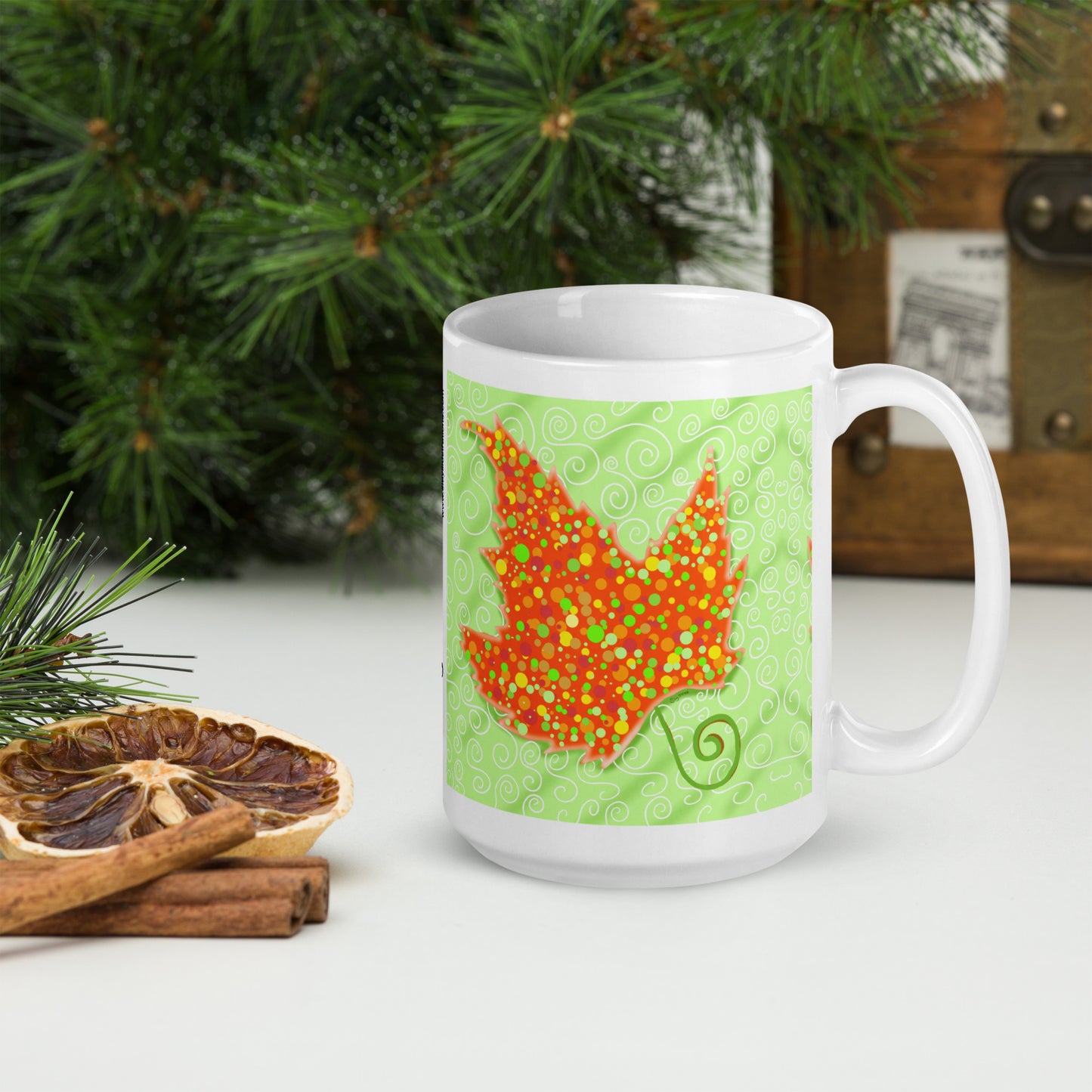 Surreal Maple Leaf Ceramic Mug  | Canadian Nature Art Mock Up