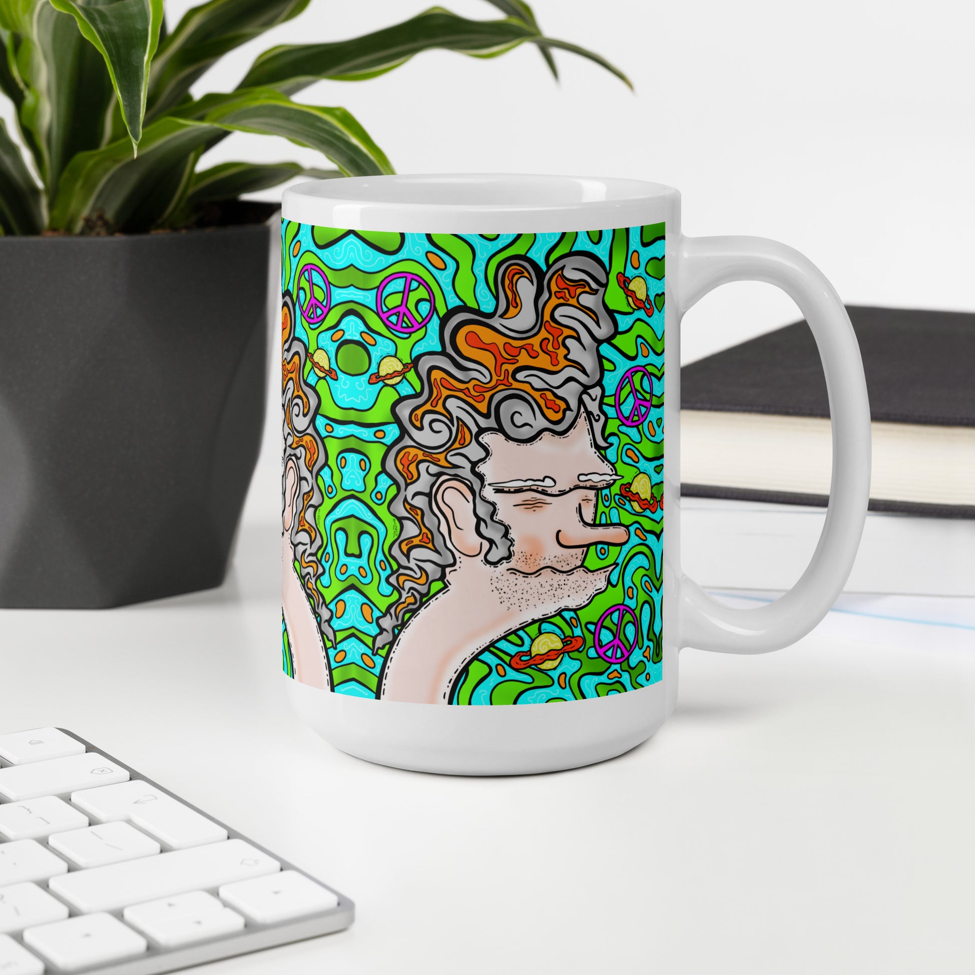 60s Sven Groovy psychedelic ceramic mug with trippy retro character design. Dishwasher safe, and Canadian-made—perfect for bold coffee lovers.
