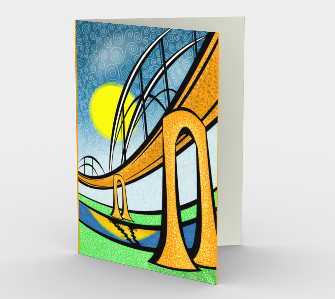 Soo International Bridge at Sundown - Greeting Card