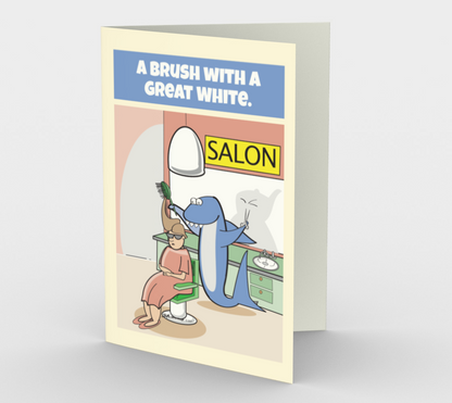 A Brush With a Great White - greeting card