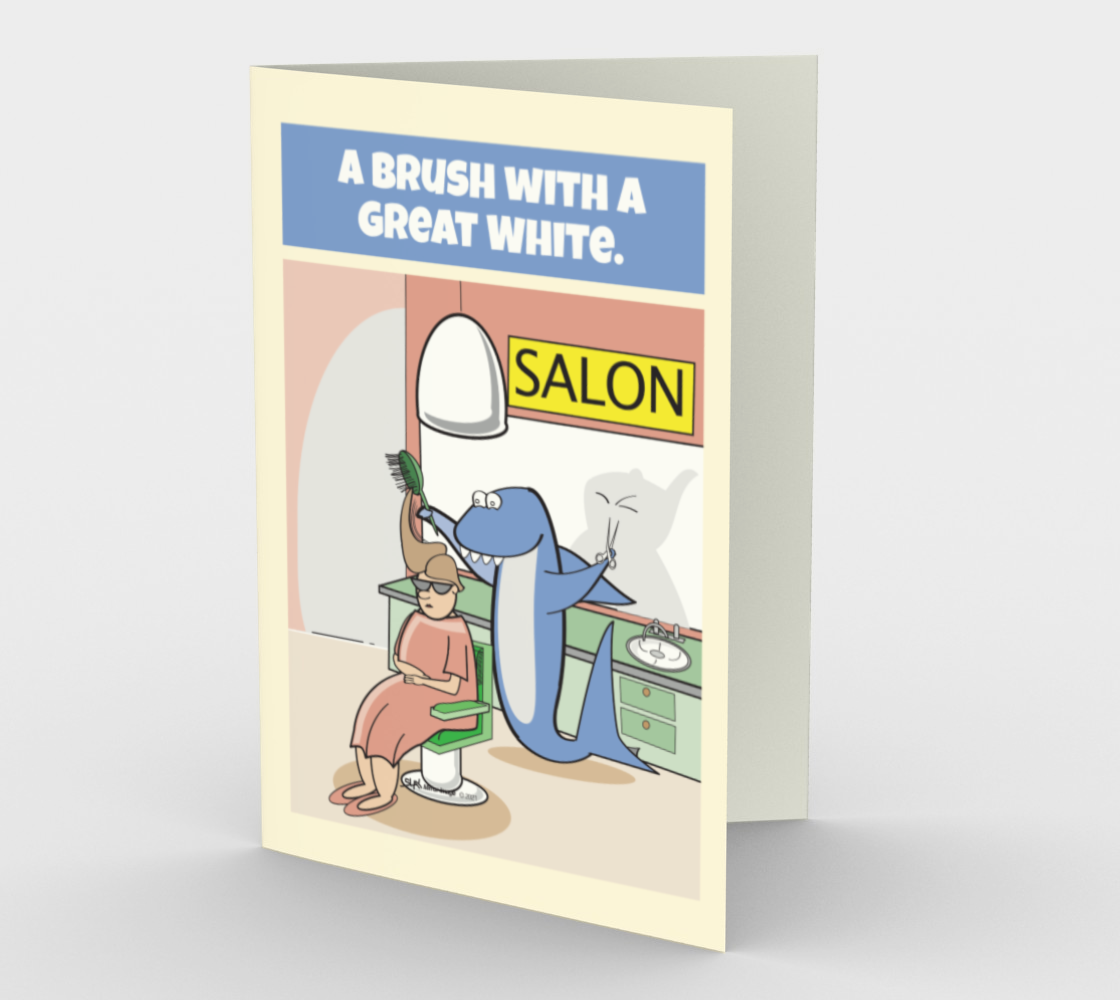 A Brush With a Great White - greeting card