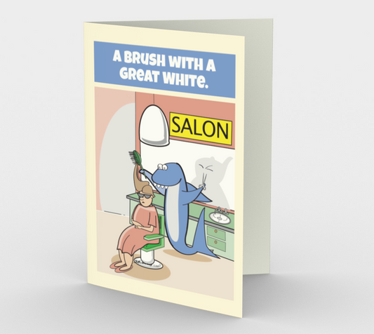 A Brush With a Great White - greeting card