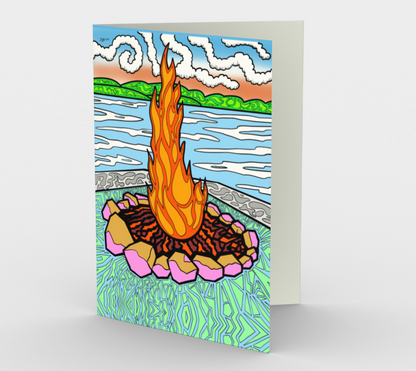 Day Fire at Whiskey Bay - Greeting Card