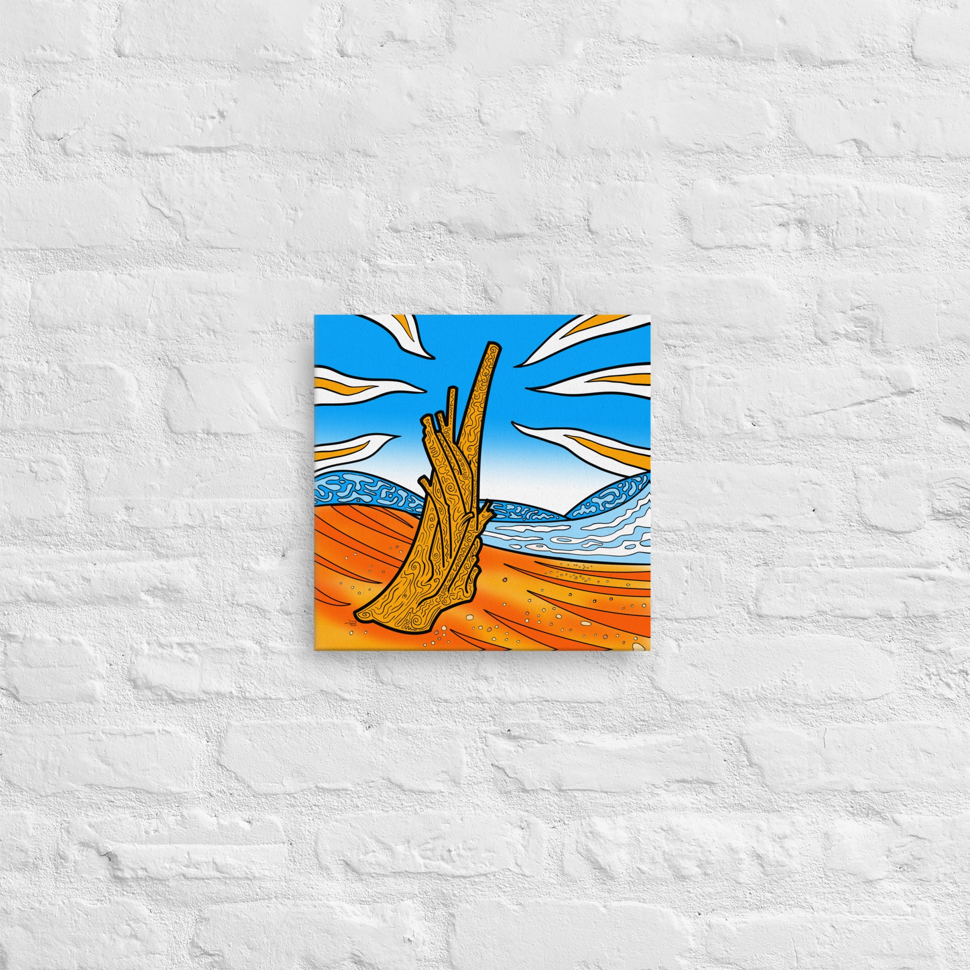 Psychedelic Agawa Beach 01 - vibrant abstract Canadian landscape canvas, trippy wall art. Bold cottage decor gift idea