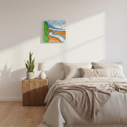 Psychedelic Agawa Beach 02- colourful abstract Lake Superior canvas, trippy landscape art. Perfect cottage decor gift