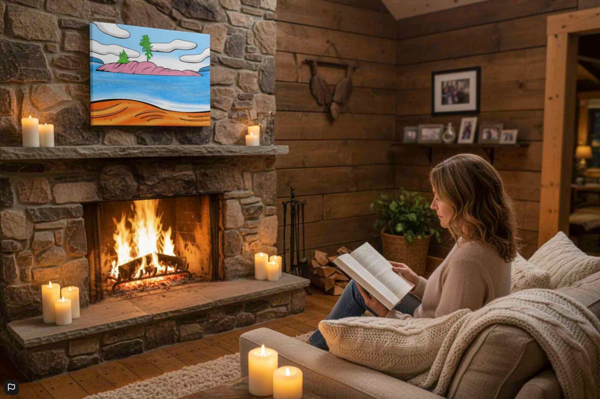 Bathtub Island canvas art near Katherine Cove- from Lake Superior North Shore. Northern Ontario beach gift for cottage & modern decor