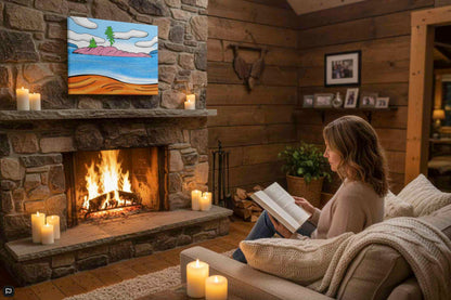 Bathtub Island canvas art near Katherine Cove- from Lake Superior North Shore. Northern Ontario beach gift for cottage & modern decor