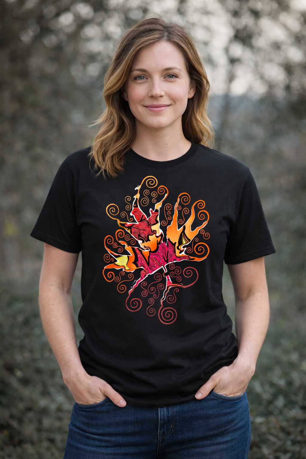 Deep Spiral Maple Leaf T-Shirt Streetwear