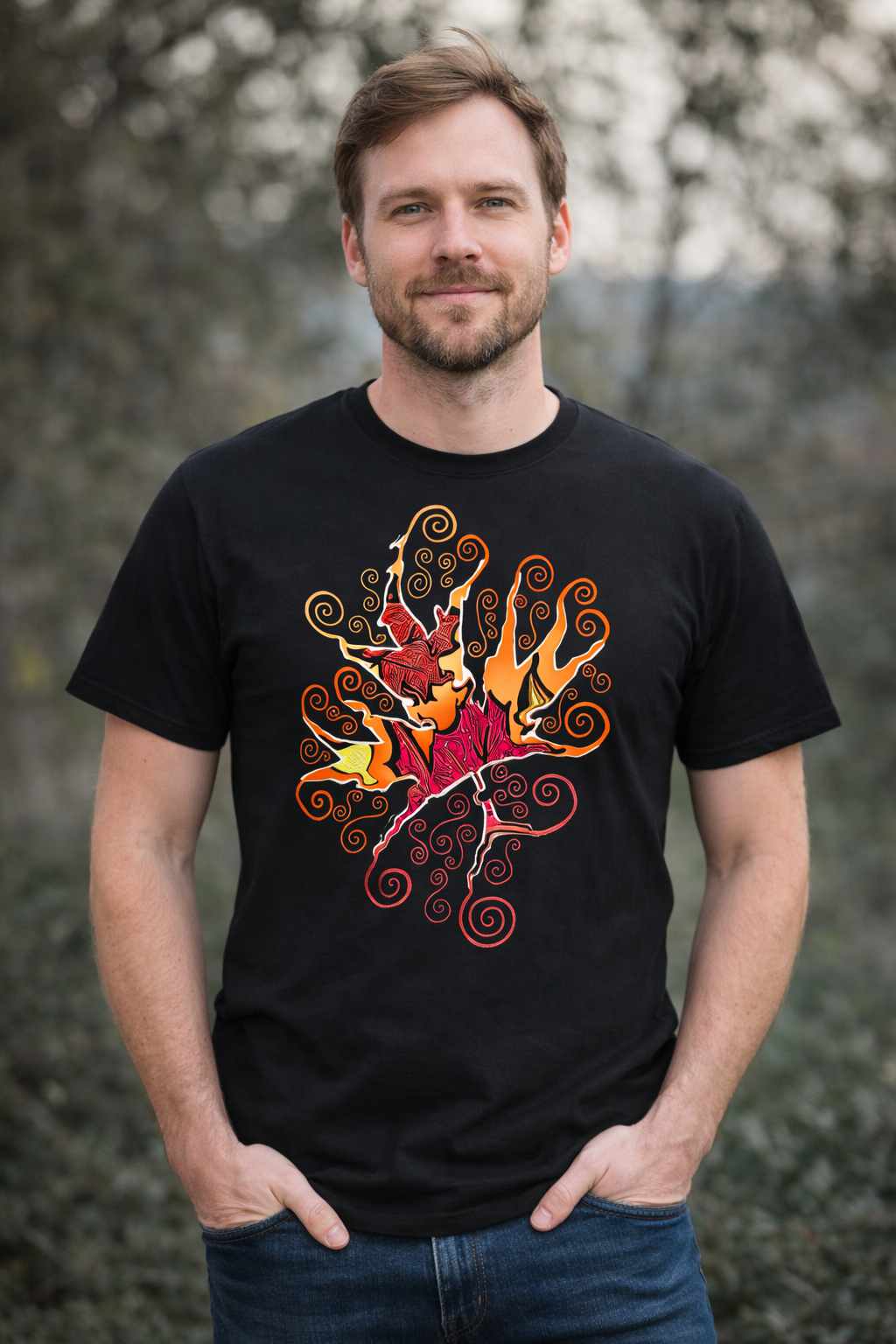 Deep Spiral Maple Leaf T-Shirt Streetwear