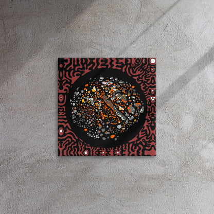 Firepit in West Guilford canvas - contemporary psychedelic campfire art gift for cottage decor and modern Canadian home art
