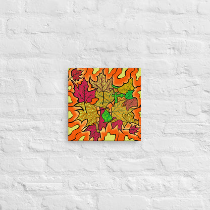 Haliburton Leaves canvas - contemporary psychedelic autumn art gift for cottage decor and modern Canadian home wall interiors