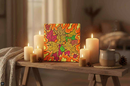 Haliburton Leaves canvas - contemporary psychedelic autumn art gift for cozy cottage decor and modern Canadian home wall interiors
