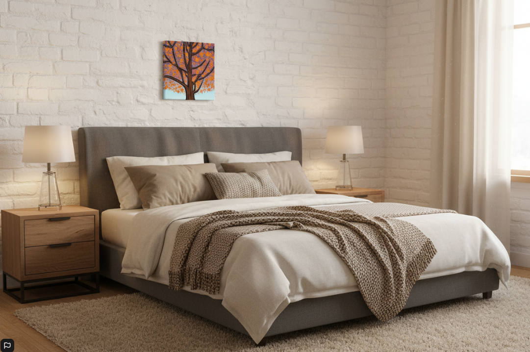 Magic Maple trippy canvas - Haliburton-Muskoka autumn art with kaleidoscopic maple leaves, cottage decor gift