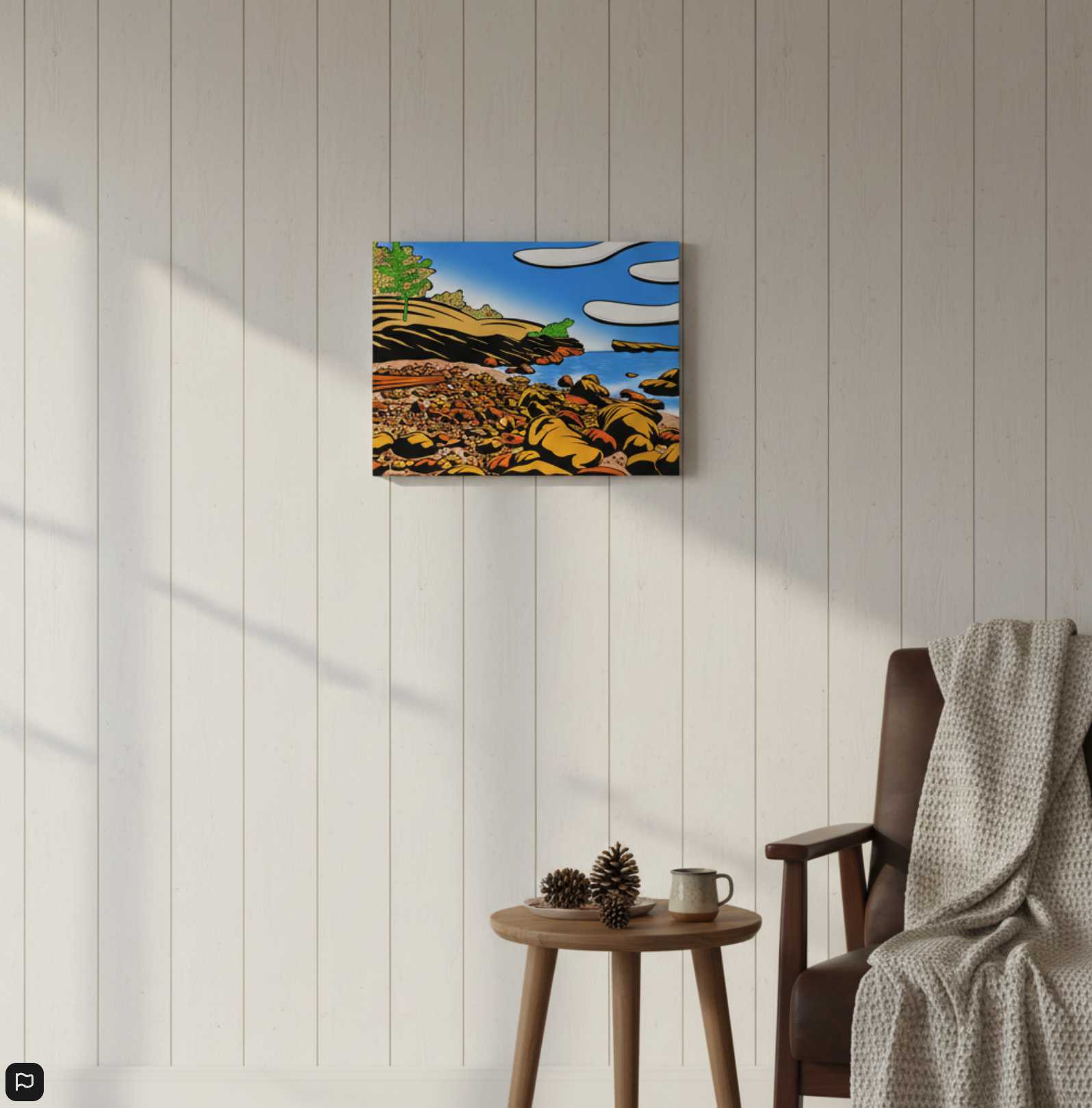 Pancake in Transition autumn art canvas. Shop Lake Superior fall landscape print for cottage wall decor. Canadian gift