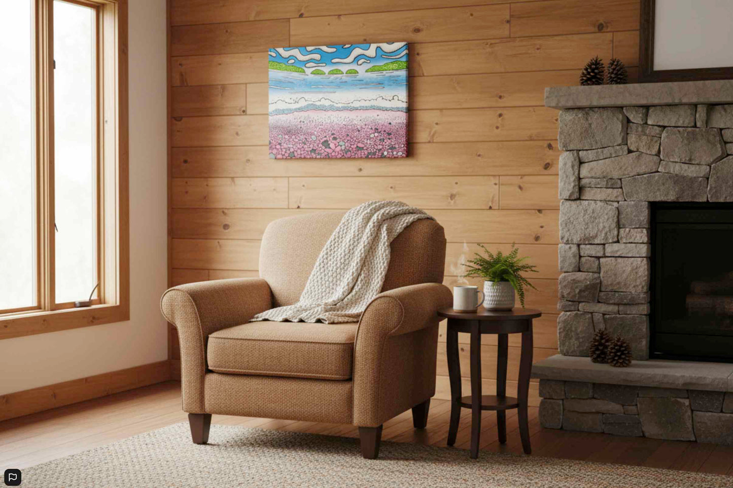 Batchawana Bay rocky shoreline canvas - psychedelic Lake Superior coastal art. Northern Ontario gift for cottage & home wall decor