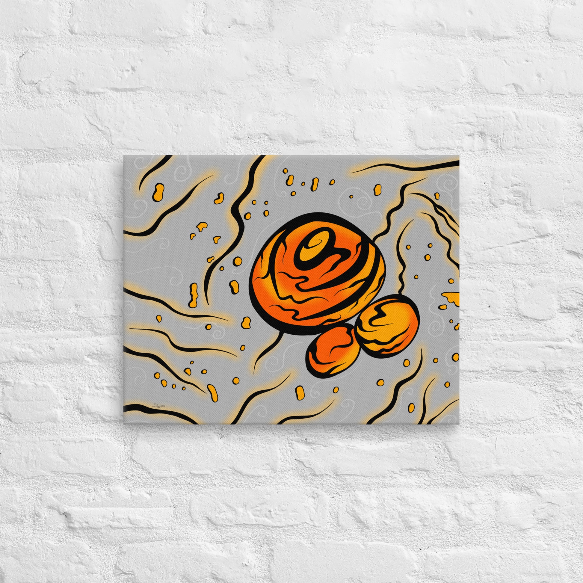 Bright  orange and grey granite painting illustration
